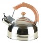 На фото Чайник Maestro Rainbow со свистком 3 л стальной с коричневой ручкой (MR-1307)