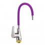 На фото Смеситель для кухни ZERIX SOP7 045 с фиолетовым гибким изливом (ZX2666)