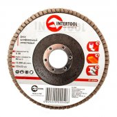 Диск шлифовальный лепестковый Intertool 125*22мм, зерно K40 (BT-0204) На фото Диск шлифовальный лепестковый Intertool 125*22мм, зерно K40 (BT-0204)