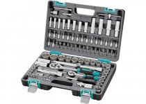 На фото Набор инструментов STELS 1/2" 1/4" CrV пластиковий кейс 94 предметов (14106)