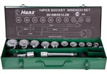 На фото Набор торцевых головок Hans 3/4" 22-50 мм 14 предметов (6614M)
