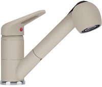 На фото Смеситель для кухни Franke NOVARA-PLUS с выносным шлангом фрагранит сахара (115.0470.663)