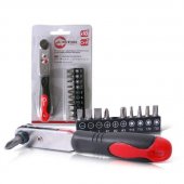 На фото Рукоятка с храповым механизмом Intertool с комплектом бит 10шт CrV (VT-0105)