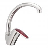 Смеситель для кухни Haiba MAGIC 011 с красной ручкой (HB0699) На фото Смеситель для кухни Haiba MAGIC 011 с красной ручкой (HB0699)