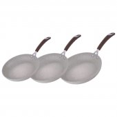 На фото Набор сковород Berlinger Haus Beige Stone Touch Line 3 предмета (BH-1185)