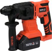 На фото Перфоратор аккумуляторный YATO SDS + Li-Ion 18 В, 3 Ач, 2 Дж с зарядным устройством (YT-82770)