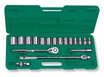 На фото Набор торцевых головок Jonnesway Maxi-Drive 1/2"DR 3/8"-1-1/4" 19 шт (S05H4219S)