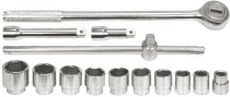 На фото Набор головок торцевых Vorel 3/4", М22-50 мм с трещоткой и воротком 14 шт (58140)