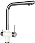 Кухонный смеситель Schock Vitus Alpina-07 хром/белый (56000007) На фото Кухонный смеситель Schock Vitus Alpina-07 хром/белый (56000007)