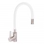 Смеситель для кухни ZERIX LR74004-3 с белым гибким изливом (LL1203) На фото Смеситель для кухни ZERIX LR74004-3 с белым гибким изливом (LL1203)