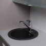 На фото Кухонная мойка Fancy Marble (Буль-Буль) NEVADA 450х450х210 светло-черная (104040004)