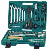 На фото Универсальный набор Jonnesway 1/4"DR 6-13 мм и 1/2"DR 12-24 мм ключи 8-17 мм 60 шт (S04H52460S)