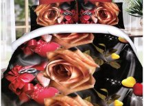 На фото Постельное белье Leleka-Textile Полисатин 200х220 Черное Евро