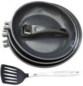 На фото Набор сковород 3 предмета со съемной ручкой и лопаткой (2313 GIPFEL)