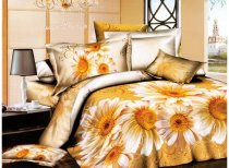 На фото Постельное белье Leleka-Textile Полисатин 200х220 Желтое Евро