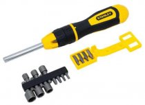 На фото Отвертка реверсивная Stanley Multibit трещотка, насадки 20 шт (STHT0-62574)