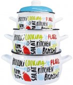 На фото Набор эмалированных кастрюль Metrot Брокколи 6 предметов 2701 (183812)