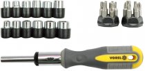 На фото Отвертка для точных работ Vorel с насадками 22 шт (64395)