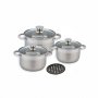 На фото Набор кастрюль из нержавеющей стали Benson 7 предметов (BN-240)