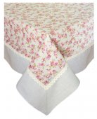 На фото Скатерть Прованс Rosettes с кружевом круглая D-140 см (.006556)