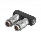На фото Разветвитель воздуха 1/4" на 2 выхода, прямой, с быстросъемом 10bar Intertool (PT-1854)