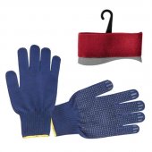 На фото Перчатка трикотажная Intertool акриловая покрыта PVC точкой на ладони 9" (синяя) (SP-0132)