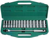 На фото Набор головок глубоких Hans 1/2" 16 шт 10,11,12,13,14,15,16,17,18,19,20,21,22,23,24 (4615M)