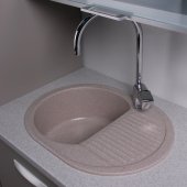 На фото Кухонная мойка Fancy Marble (Буль-Буль) YUTA 620х470х190 песочная (102067001)