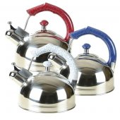 Чайник Maestro Rainbow со свистком 3.5 л стальной с белой ручкой (MR-1310) На фото Чайник Maestro Rainbow со свистком 3.5 л стальной с белой ручкой (MR-1310)