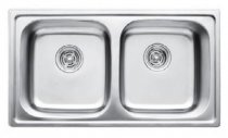 На фото Мойка для кухни Haiba 78x43 Double Decor декорированная (HB0567)