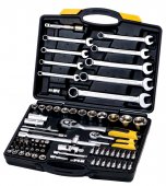 На фото Набор ключей и насадок торцевых Mastertool 1/4”, 1/2” с трещоткой 72 зуба, 82 шт в кейсе (78-5182)