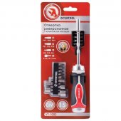 На фото Отвертка реверсионная Intertool с комплектом насадок 14 ед (VT-1002)