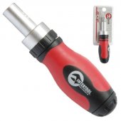 На фото Отвертка реверсионная мини Intertool с комплектом бит 5шт (VT-1005)