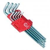 На фото Набор Г-образных ключей TORX с отверстием Intertool 9шт, Т10-Т50, CrV, Big (HT-0606)