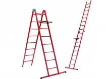 На фото Лестница универсальная Mastertool 4.18 м со столиком (79-1017)