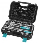 На фото Набор TOTAL ключей, головок торцевых 1/2" 1/4" 44 шт (THT421441)