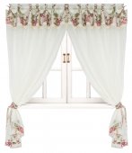 На фото Штора Прованс Large pink Rose Батист 250х145 см 2шт Большая розовая роза с кантом и мережкой (.00366