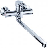 Смеситель для ванны Aquatica HK D35 гусак прямой 350мм дивертор встроенный картриджный (HK-2C230C) На фото Смеситель для ванны Aquatica HK D35 гусак прямой 350мм дивертор встроенный картриджный (HK-2C230C)