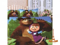На фото Комплект постельного белья Love you Маша и медведь 150х220 см 4шт Детский Разноцветные (TD 233)