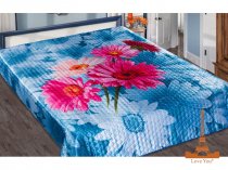 На фото Покрывало Love you Герберы Шелк 3D 200х220 см Голубое