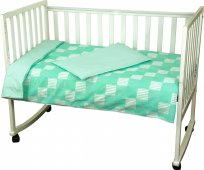 На фото Комплект постельного белья Руно Клетка 60х120 см 3шт Детский Зеленый (932Клітинка_зелений)