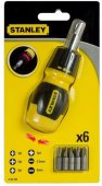 На фото Отвертка ревевсивна Stanley Multibit Stubby магнитный держатель, насадки 6 (0-66-358)