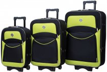 На фото Чемодан Bonro Style набор 3 штуки черно-салатовый (10010310)