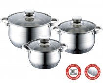 На фото Набор кастрюль из нержавеющей стали Zurrichberg 6 предметов (ZBP-7082)
