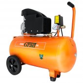 На фото Компрессор одноцилиндровый Grad 1.5кВт 196л/мин 8бар 50л Grad (7043525)