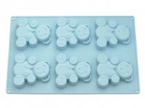 Форма для выпечки 6 кексов Медвежья 26x17x1,8 см, цвет голубой (силикон) На фото Форма для выпечки 6 кексов Медвежья 26x17x1,8 см, цвет голубой (силикон)