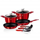 На фото Набор посуды Berlinger Haus Burgundy Metallic Line 9 предметов (BH-1228)