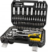 На фото Набор насадок торцевых Mastertool CrV 1/4" и 1/2", трещотка 72Т, 108 шт, кейс (78-5108)