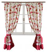 На фото Штора Прованс Маки 170х140 см 2шт Красная (6130)