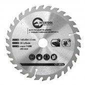 На фото Диск пильный Intertool по дереву с твердосплавными напайками 160*20*1.5мм, 30 зубьев (CT-3016)